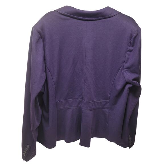 Lane Bryant Plus Size 26 Purple Peplum Knit Blazer Stretch Ponte Shoulder Pads - Picture 2 of 5